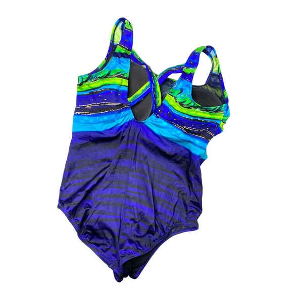 LONGITUDE WOMEN'S Swim On Piece Swimsuit Colorful Vibrant Padded Summer Wear - Picture 2 of 5